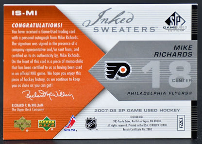 2007-08 SP Game Used Inked Sweaters Mike Richards IS-MI Auto 23/50 Jersey