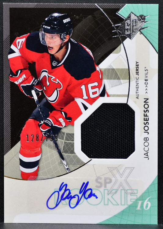 2010-11 SPx Rookie Auto Jersey Jacob Josefson 169 Devils RC Auto 128/799 0699