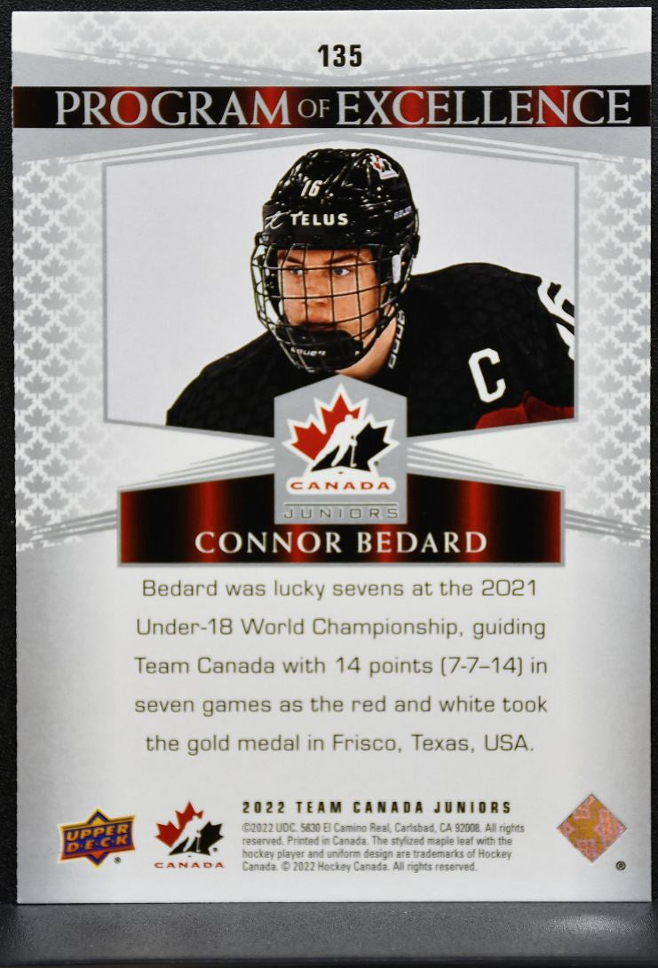 2022-23 UD Team Canada Juniors Program of Excellence Connor Bedard Canada 0168