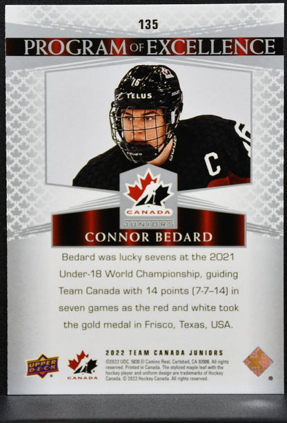 2022-23 UD Team Canada Juniors Program of Excellence Connor Bedard Canada 0168