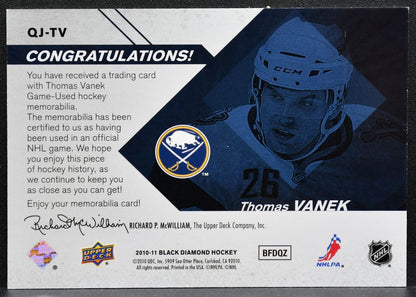 2010-11 UD Black Diamond Jerseys Quad Thomas Vanek QJ-TV Sabres Jersey 3025