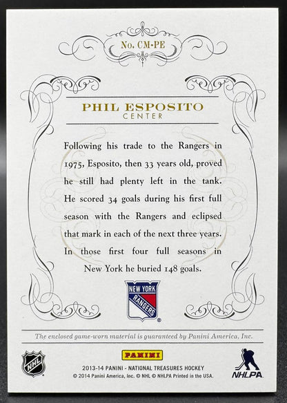 Carte Panini National Treasures Century Materials 2013-14 Phil Esposito /25 Patch
