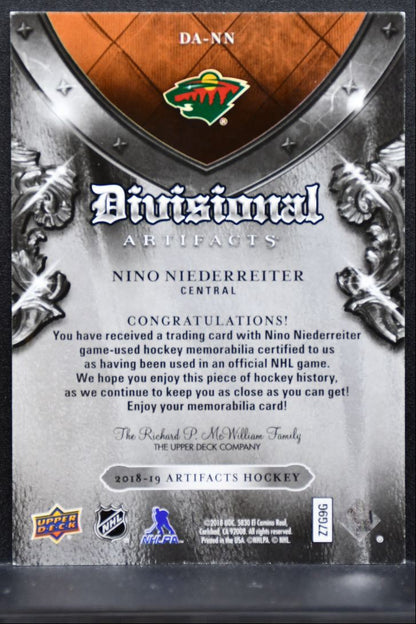 2018-19 Upper Deck Artifacts Divisional Nino Niederreiter DA-NN Wild Jersey 3377