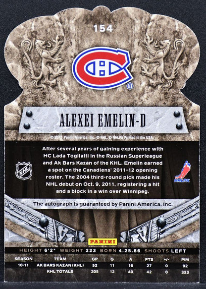 2011-12 Panini Crown Royale Alexei Emelin 154 Montreal Canadiens RC Auto