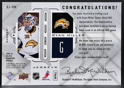 2009-10 UD Black Diamond Jerseys Quad Ryan Miller QJ-RM Sabres Jersey 5579