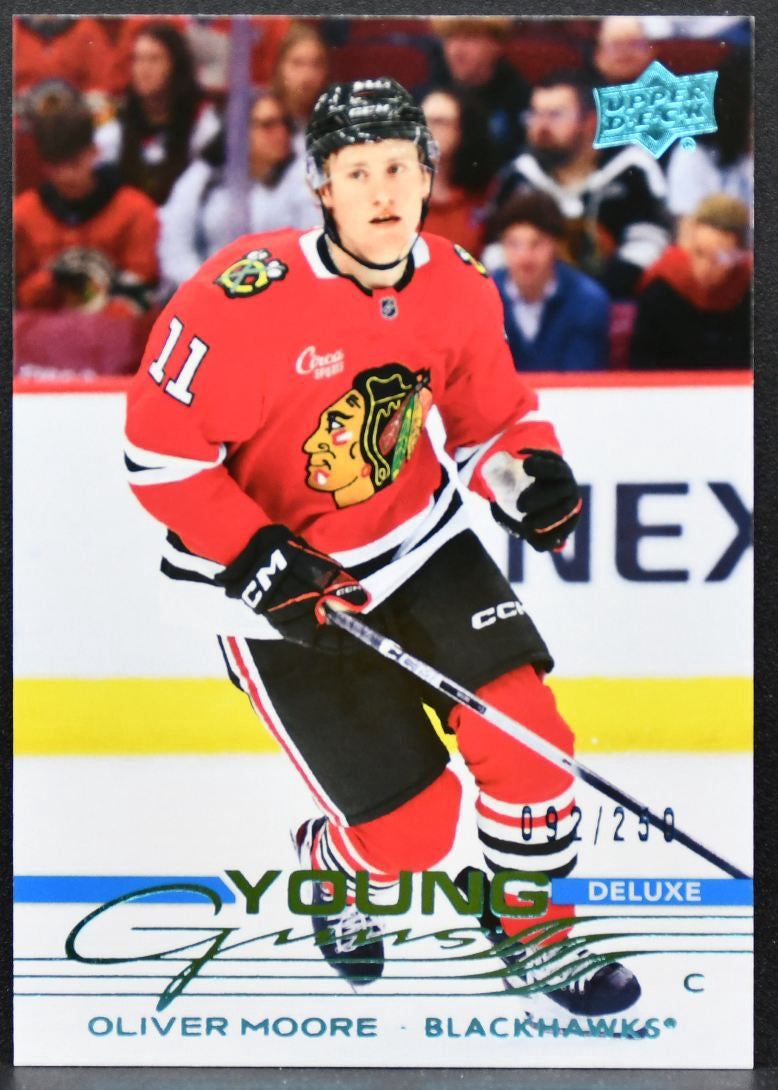2025-26 UD Series 1 Young Guns Oliver Moore 216 Chicago Blackhawks RC 092/250 9325