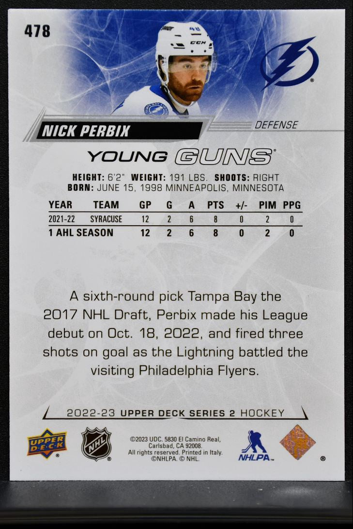 2022-23 Upper Deck Series 2 Young Guns Nick Perbix Tampa Bay Lightning RC 1594
