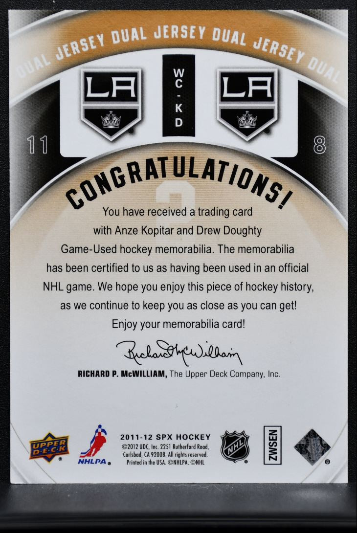 2011-12 SPx Winning Combos Dual Jersey Kopitar/Doughty Jersey 3323