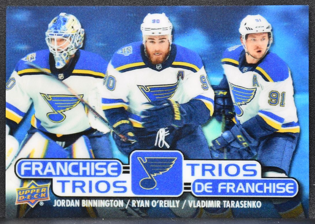 20-21 UD Tim Hortons Franchise Trios Binnington/O'Reilly/Tarasenko T-3 Blues 4909