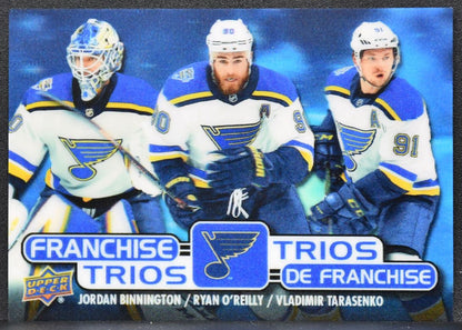 20-21 UD Tim Hortons Franchise Trios Binnington/O'Reilly/Tarasenko T-3 Blues 4909