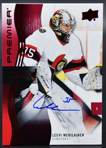 2023-24 UD Premier Leevi Merilainen 125 Ottawa Senators RC Auto