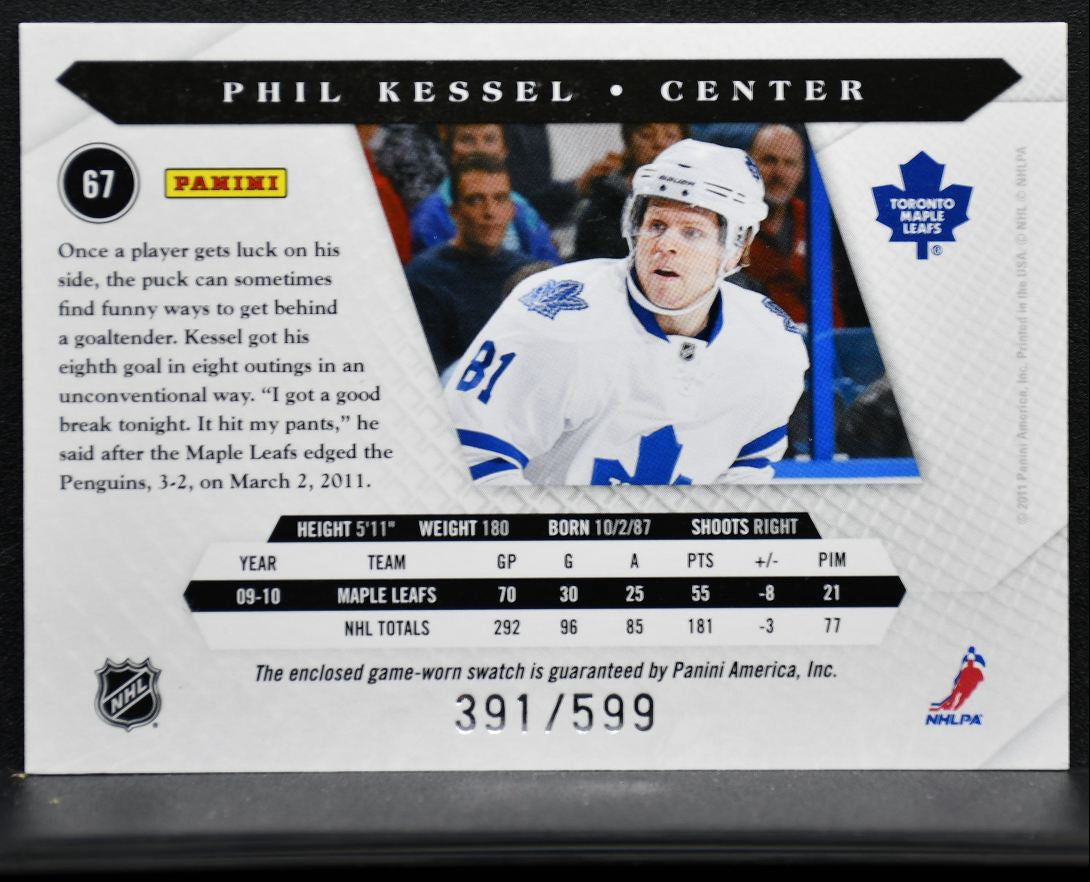 2010-11 Panini Luxury Suite Jersey Phil Kessel 67 /599 Jersey 8137