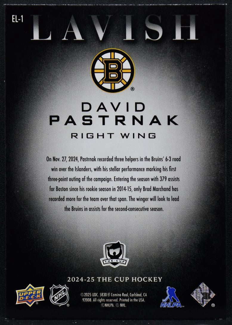 2024-25 Upper Deck The Cup Lavish David Pastrnak EL-1 Boston Bruins 40/50 2217