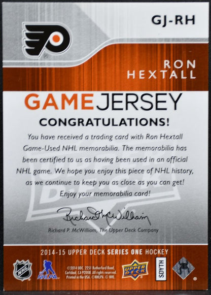 2014-15 UD Series 1 Game Jerseys Ron Hextall GJ-RH Flyers Jersey 9684