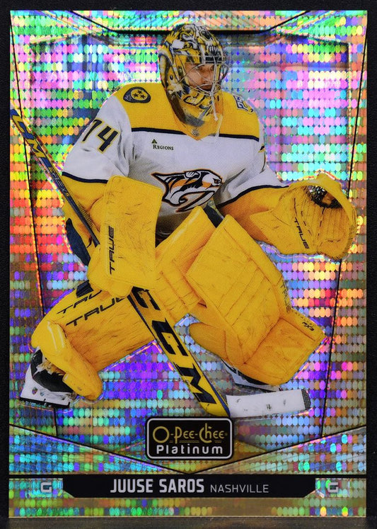 2024-25 O-Pee-Chee Platinum Seismic Gold Juuse Saros 128 Predators 03/50 3520