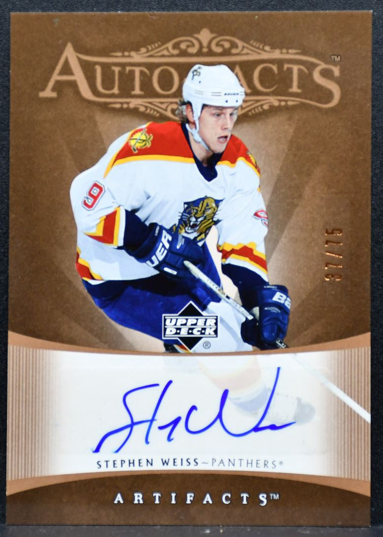 2005-06 Upper Deck Artifacts Auto-Facts Stephen Weiss Panthers Auto 37/75 3210