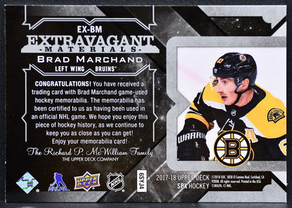 2017-18 SPx Extravagant Materials Brad Marchand EX-BM Boston Bruins Jersey 3404
