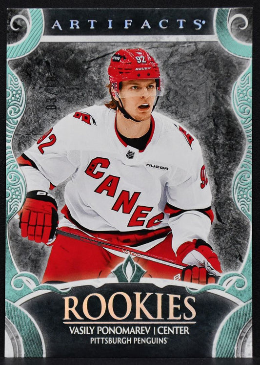24-25 UD Artifacts RCs Seafoam Green Vasily Ponomarev 184 Penguins RC 03/10 2203