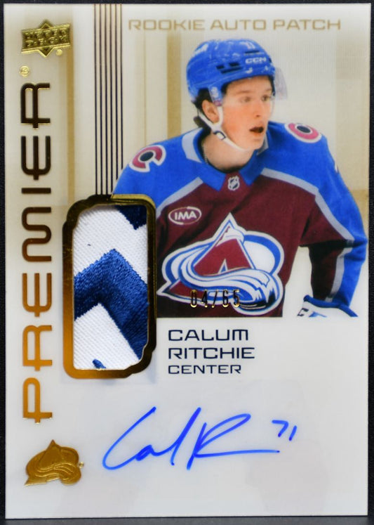 2024-25 UD Premier Rookie Patch Auto Ritchie Avalanche RC Auto 23833 Patch 4199