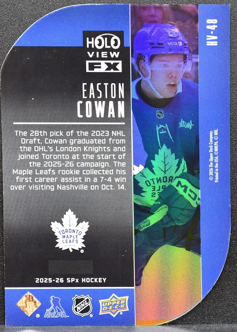 2025-26 SPx Rookies HoloView FX Easton Cowan HV-48 Toronto Maple Leafs RC 7986