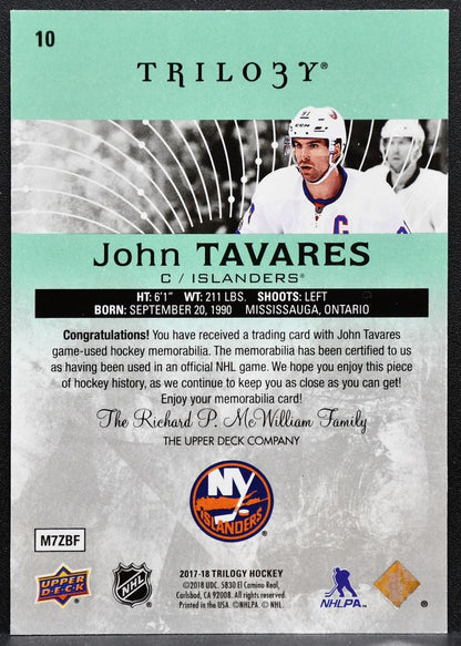 2017-18 UD Trilogy Relics Jersey Green Foil Tavares 065/183 Jersey 4911