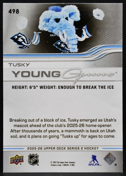 2025-26 Upper Deck Series 2 Young Guns Tusky 498 Utah Mammoth RC 4104