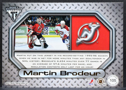 2000-01 Pacific Private Stock Titanium Game-Used Gear Martin Brodeur Jersey 1281