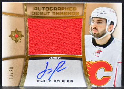 2015-16 UD Ultimate Debut Threads Poirier Flames RC Auto 03/99 Jersey 6603