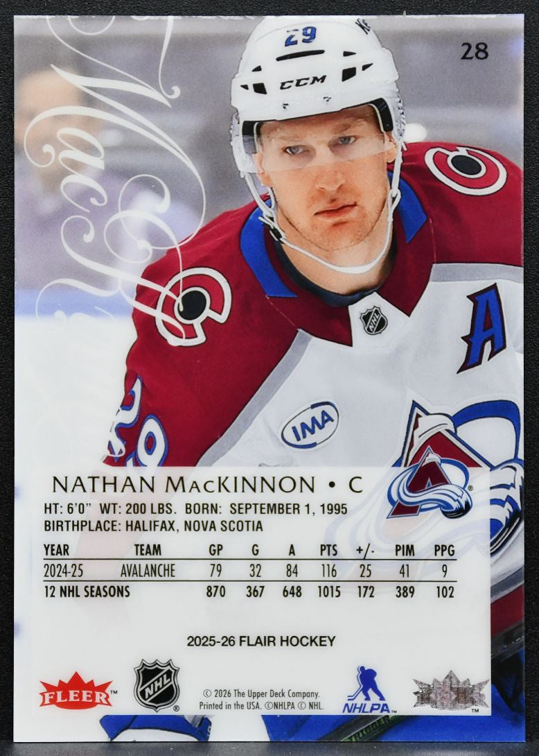2025-26 Flair Nathan MacKinnon 28 Colorado Avalanche 4926