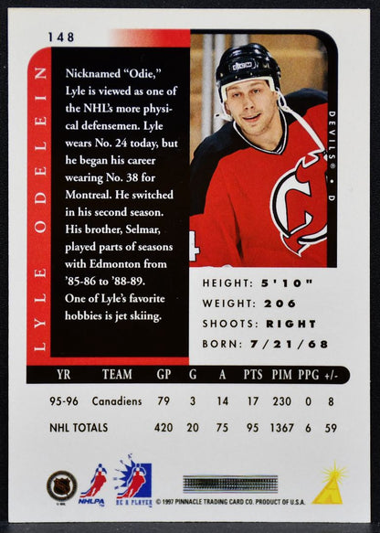 1996-97 Pinnacle Be a Player Autographs Lyle Odelein 148 Devils Auto 1714