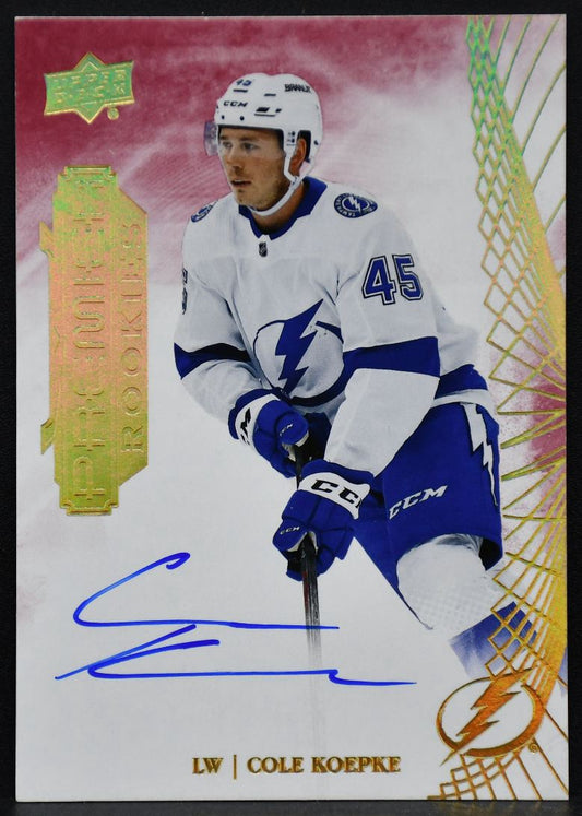 2022-23 UD Premier Rookies Auto Red Cole Koepke 110 Tampa Bay Lightning RC Auto 5846