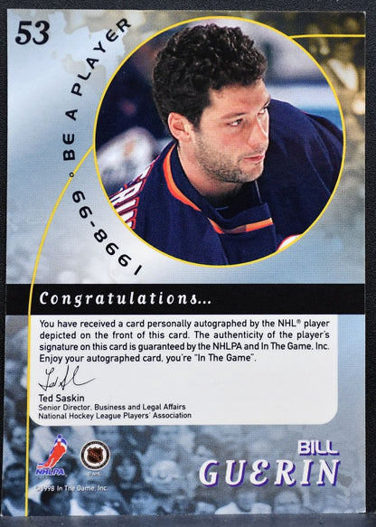1998-99 Be a Player Autographs Gold Bill Guerin 53 Edmonton Oilers Auto 9749