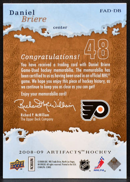 2008-09 UD Artifacts Frozen  / Patch Combo Briere FAD-DB Flyers 11/50 Patch 3930