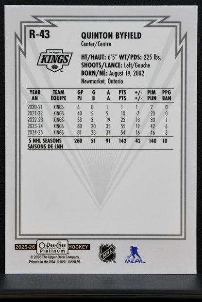 2025-26 O-Pee-Chee Platinum Retro Quinton Byfield R-43 Los Angeles Kings 2225