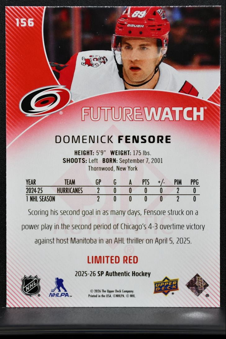 2025-26 SP Authentic Future Watch Limited Red Domenick Fensore RC 3048