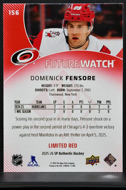 2025-26 SP Authentic Future Watch Limited Red Domenick Fensore RC 3048