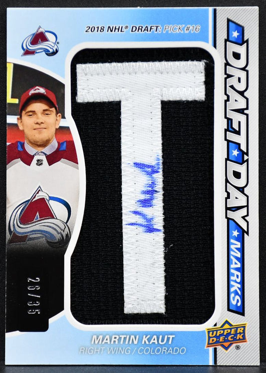 2020-21 SP Game Used Draft Day Marks Martin Kaut DDM-MK RC Auto 26/35 Patch