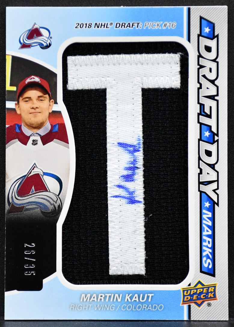 2020-21 SP Game Used Draft Day Marks Martin Kaut DDM-MK RC Auto 26/35 Patch