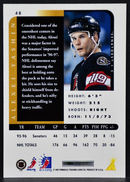 1996-97 Pinnacle Be a Player Auto Alexei Yashin 48 Ottawa Senators Auto