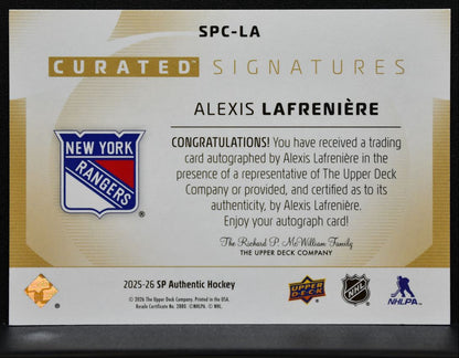 2025-26 SP Authentic Curated Signatures Alexis Lafreniere Auto 56/99 1785