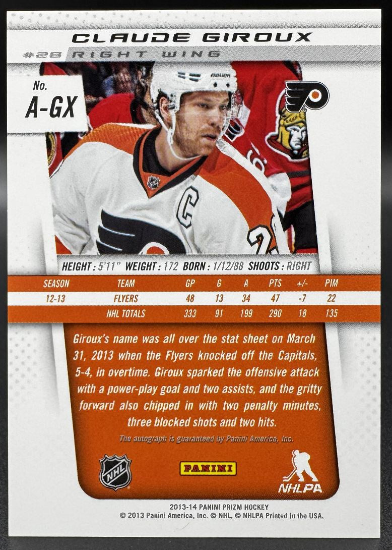 2013-14 Panini Prizm Claude Giroux A-GX Philadelphia Flyers Auto