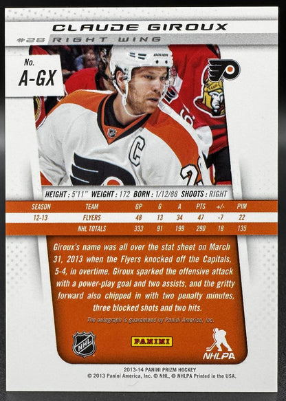 2013-14 Panini Prizm Claude Giroux A-GX Philadelphia Flyers Auto