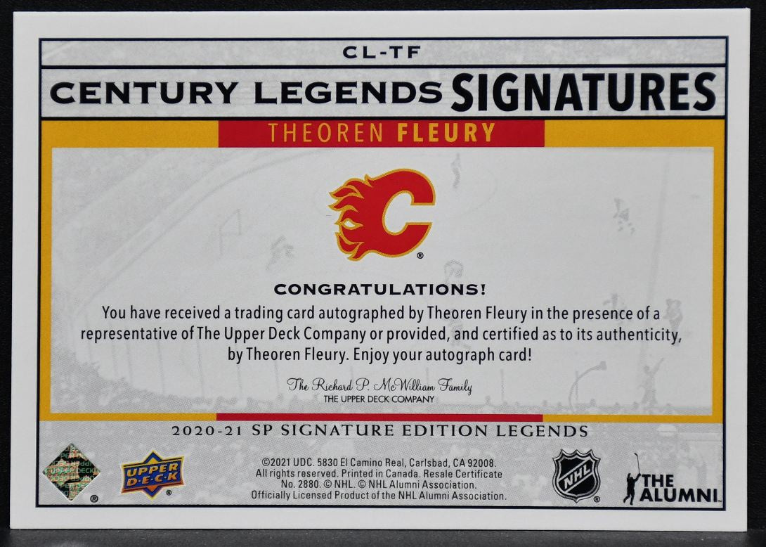 2020-21 SP Signature Edition Legends Century Theoren Fleury CL-TF Auto