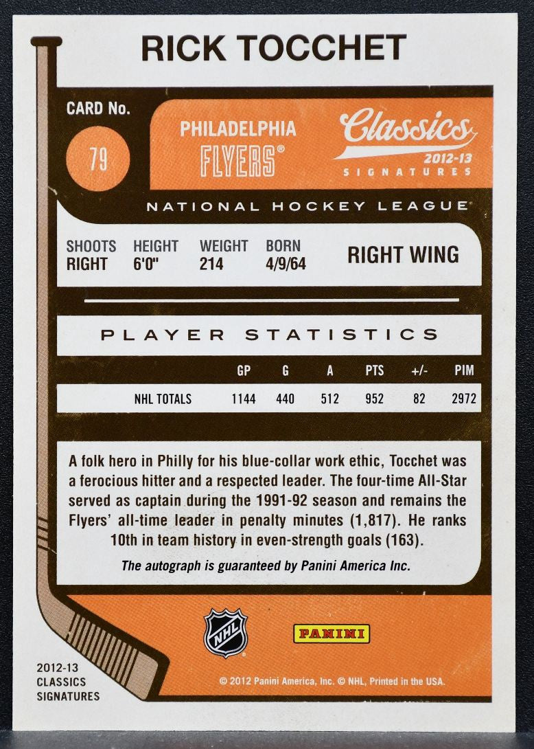 2012-13 Panini Classics Signatures Rick Tocchet 79 Philadelphia Flyers Auto 9327