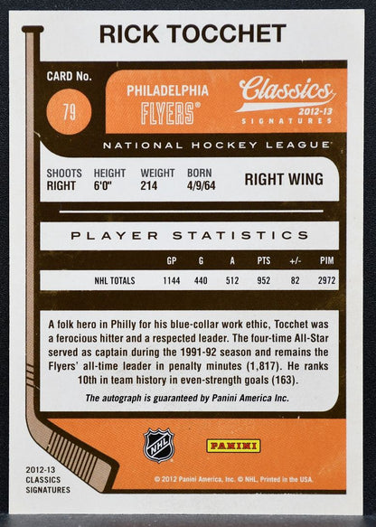 2012-13 Panini Classics Signatures Rick Tocchet 79 Philadelphia Flyers Auto 9327