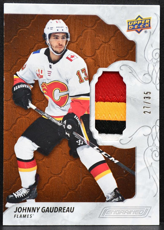 2019-20 UD Engrained Johnny Gaudreau 30 Calgary Flames 27/35 Patch