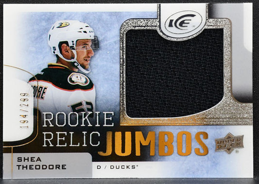 2015-16 UD Ice Rookie Relic Jumbos Shea Theodore Ducks RC 194/299 Jersey 1083