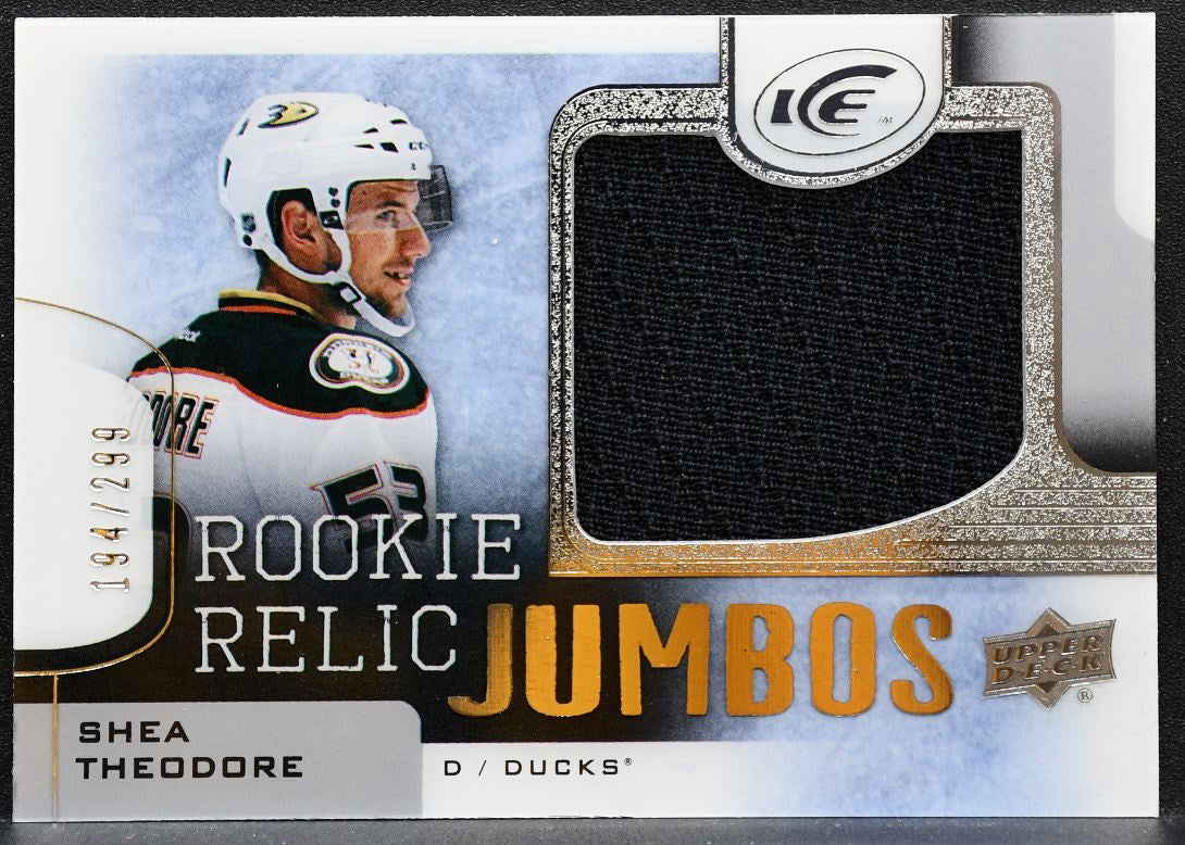 2015-16 UD Ice Rookie Relic Jumbos Shea Theodore Ducks RC 194/299 Jersey 1083