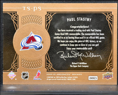 2009-10 UD Artifacts Treasured Swatches Paul Stastny TS-PS /199 Jersey 5396