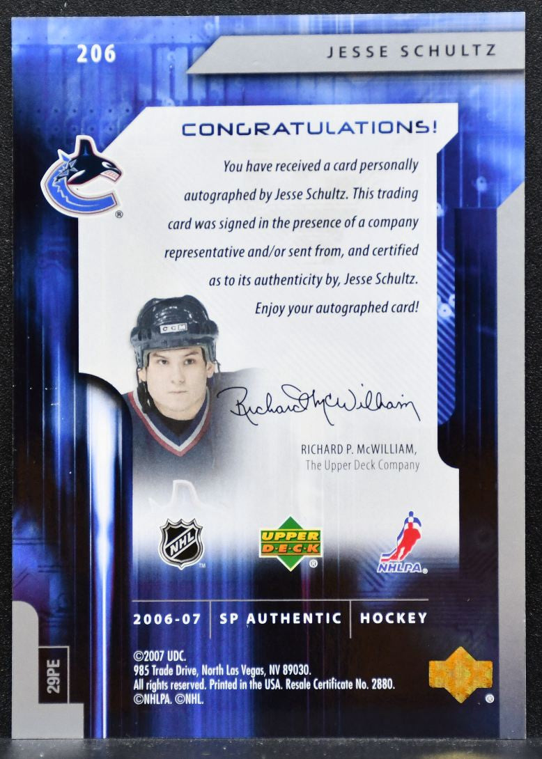 2006-07 SP Authentic Future Watch Auto Jesse Schultz RC Auto 637/999 6075